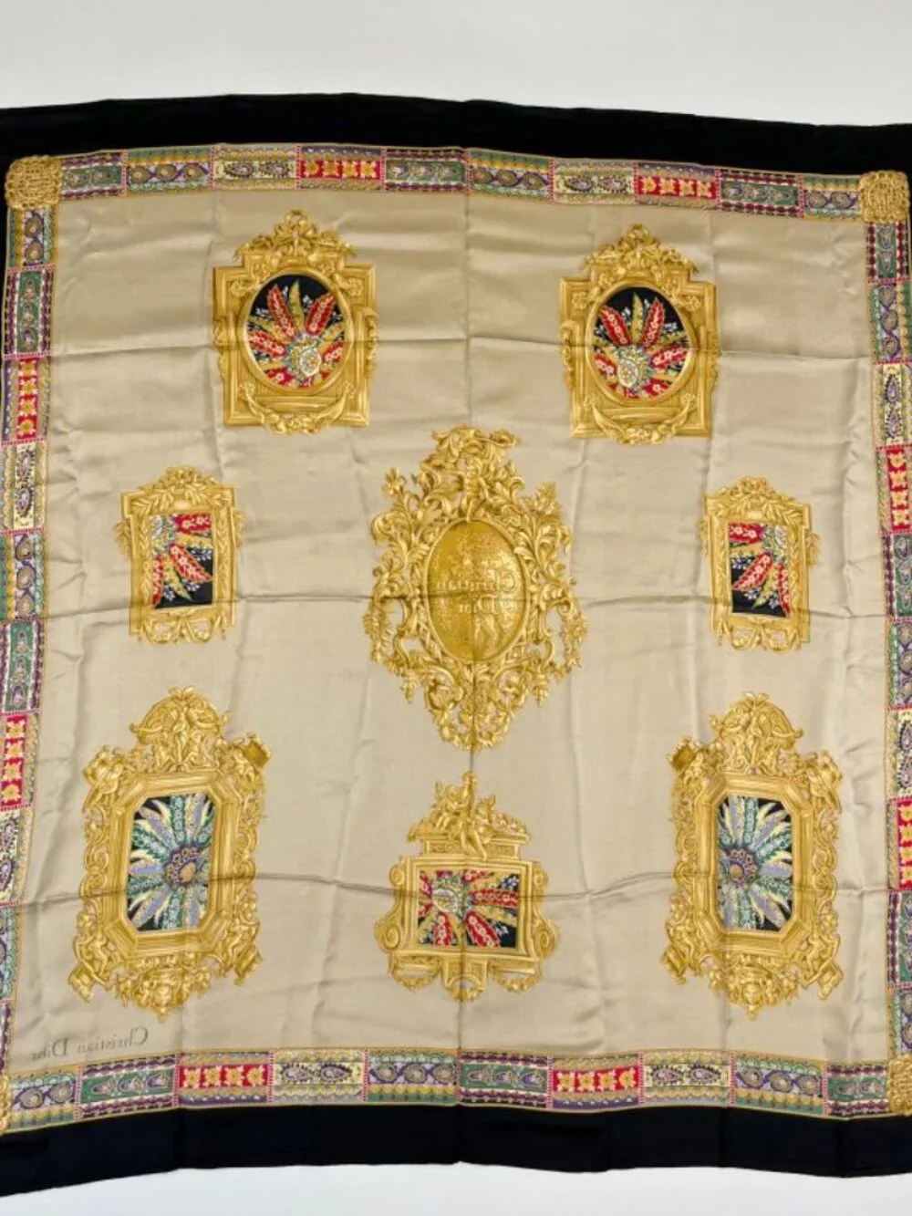 Dior Silk Scarf Multicolor Vintage